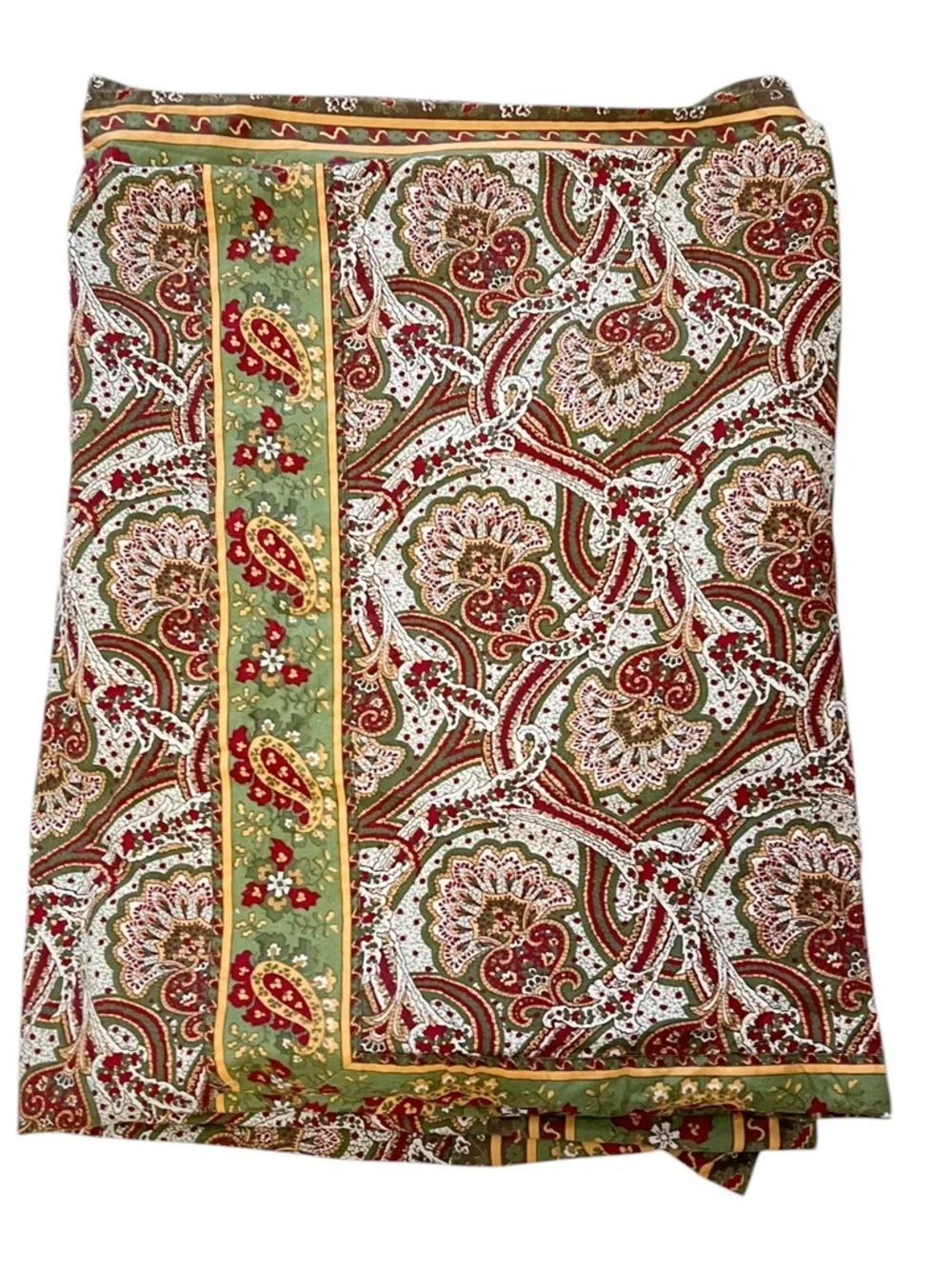 Williams Sonoma Provence Tablecloth Brown Green French Paisley  Autumn 70x90